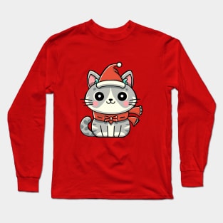 santa cat is happy Long Sleeve T-Shirt